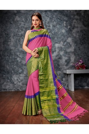 Saanchi Pink Cotton Saree