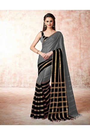 Santana dolphin grey Cotton Saree