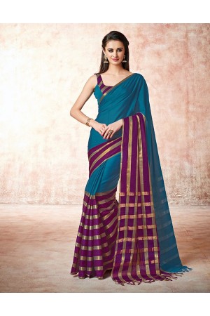 Santana jade blue Cotton Saree