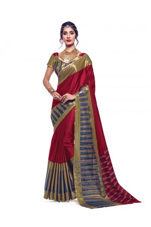 Shinat Ruby Pink Designer Cotton Saree