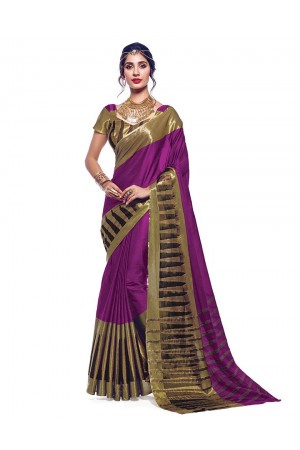 Shinat Wine Magenta Designer Wear Cotton Saree