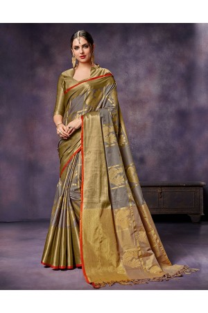 Swarna Duskin Beige Cotton Saree