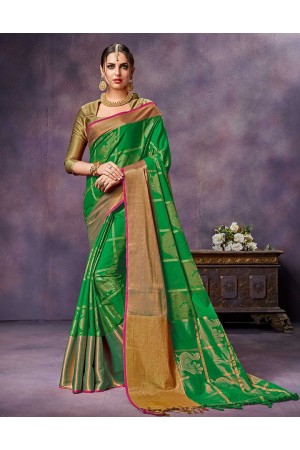 Swarna Lush Green cotton saree