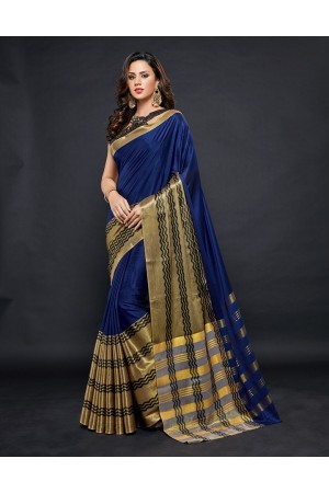 Zehra Prime  Sapphire Blue Festive wear Cotton Saree