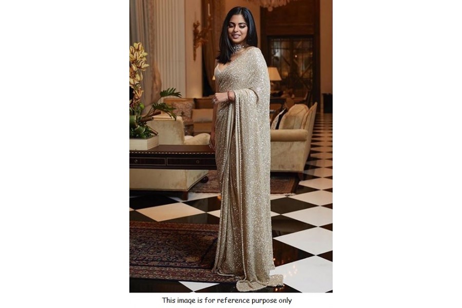 sequin saree isha ambani