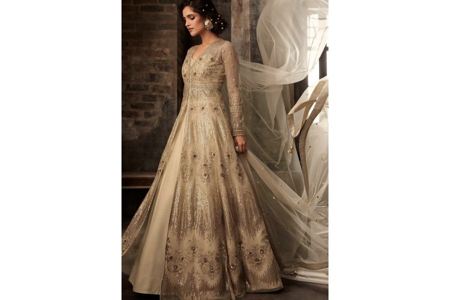 Beige Fancy Designer Anarkali Kurti main image 1