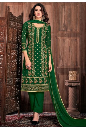 dark green georgette straight trouser suit 32005