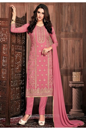 pink georgette straight trouser suit 32007