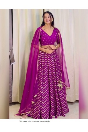 Bollywood Model georgette sequins sangeet Rani pink lehenga