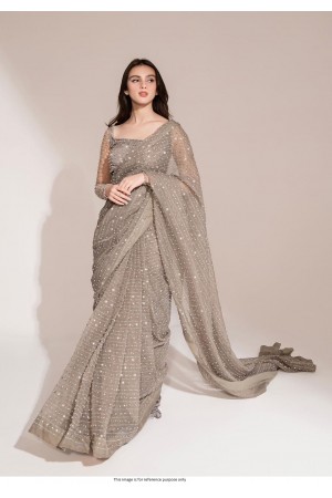 Bollywood model swarovski grey georgette saree