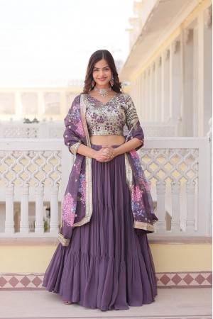 Lavender faux georgette a line lehenga choli LW7103