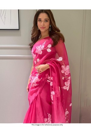Kollywood Tammanna Bhatia Pink organza saree