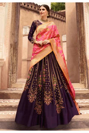 purple taffeta a line lehenga choli 1001