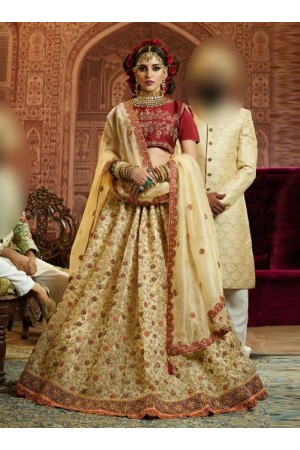 Cream Organza wedding wear lehenga choli 10654