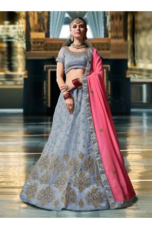 Grey Organza wedding wear lehenga choli 1107