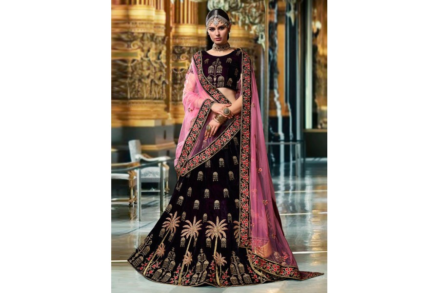 wedding lehenga wine colour