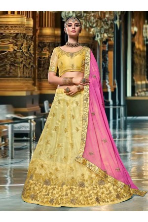 Yellow color Organza wedding lehenga choli 1103