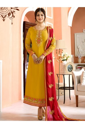 Ayesha Takia mustard and red color party wear salwar kameez