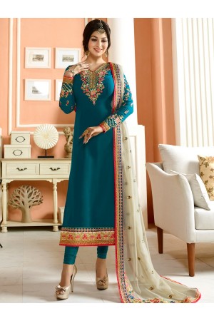 Ayesha Takia teal green color party wear salwar kameez