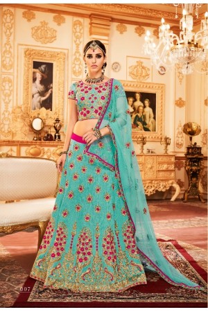 Blue Silk Indian wedding Lehenga choli 007