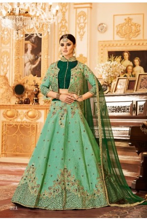 Green Silk Indian wedding Lehenga choli 004