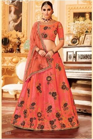 Peach Silk Indian wedding Lehenga choli 001