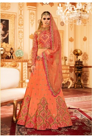 Peach Silk Indian wedding Lehenga choli 006
