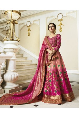 Pink silk Indian wedding lehenga 13167