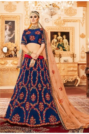 Royal blue Silk Indian wedding Lehenga choli 002