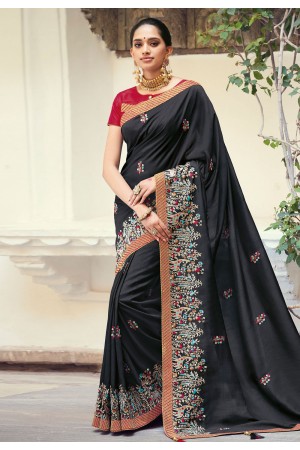 Black silk festival wear saree 1047