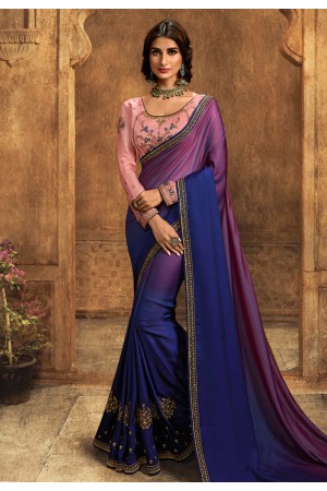 Blue silk festival wear saree 109