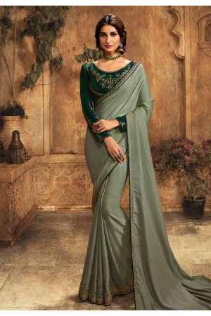 Gray silk party wear saree 104