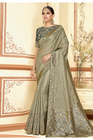 Gray silk party wear saree 11036