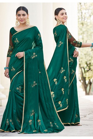 Green georgette festival wear saree 74602