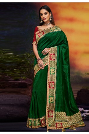 Green satin festival wear saree 2101