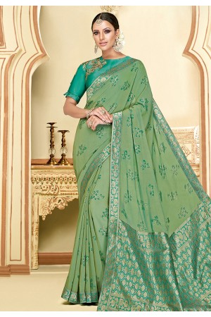 Green silk festival wear saree 11033
