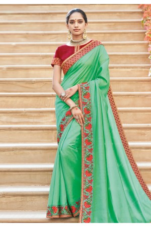 Light green silk festival wear saree 1045