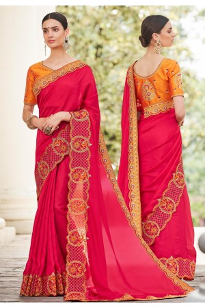 Magenta silk festival wear saree 74605