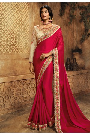 Magenta silk saree with blouse 103