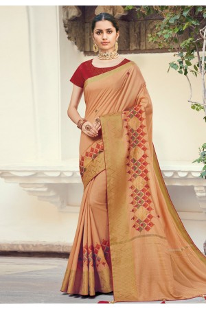 Peach silk festival wear saree 1051