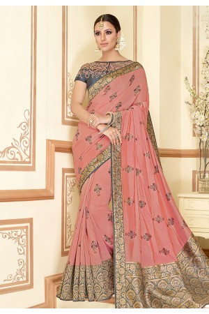 Pink silk party wear saree 11032
