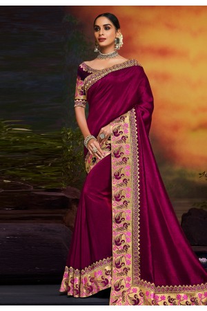 Purple satin party wear saree 2103