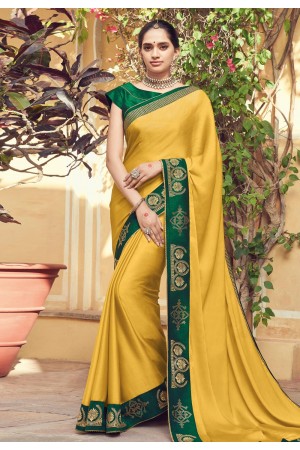 Yellow chiffon festival wear saree 1043