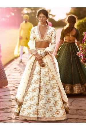 Bollywood Sabyasachi Inspired white wedding lehenga choli