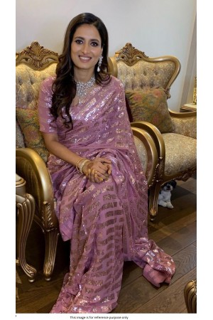 Bollywood Model sequins embroidered georgette saree in Pink
