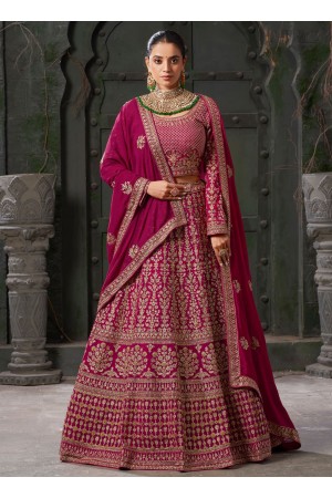 Rani Pink georgette embroidered bridal lehenga choli 12002
