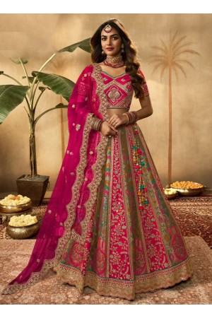 Rani Pink banarasi silk bridal lehenga choli 10275