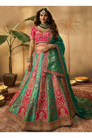 Turquoise banarasi silk bridal lehenga choli 10278