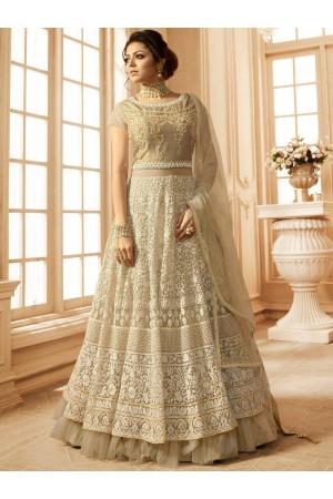 Drashti Dhami off white net and silk wedding anarkali