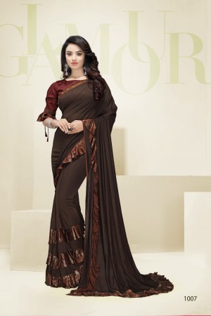 Party wear ruffle saree 1007